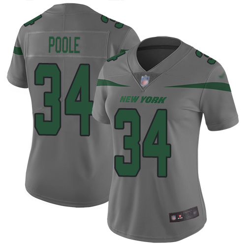 New York Jets Limited Gray Women Brian Poole Jersey NFL Football #34 Inverted Legend->new york jets->NFL Jersey
